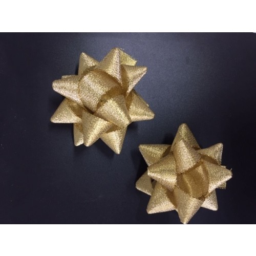 LAZO ESTRELLA ADHESIVA TELA ORO 25MM