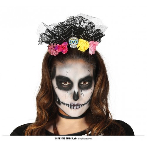 $D  DIADEMA CALAVERA FLORES COLORES