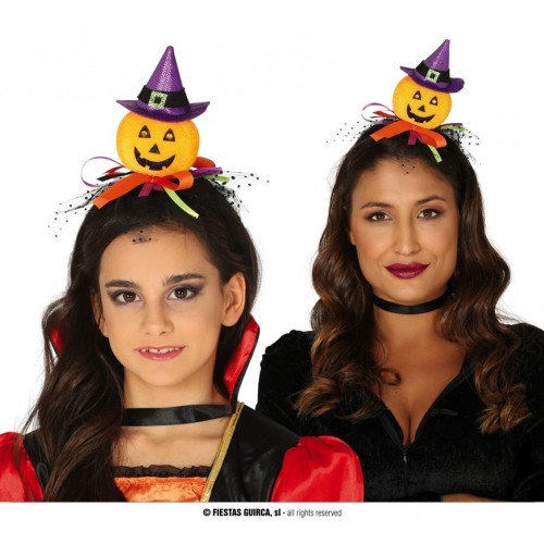 DIADEMA CALABAZA CON GORRO