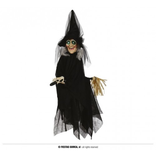 COLGANTE BRUJA ESCOBA SON-MOV-LUZ 90CM