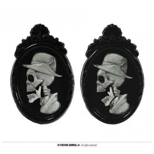 $D  CUADRO CALAVERA  CON LUZ 45X28CM