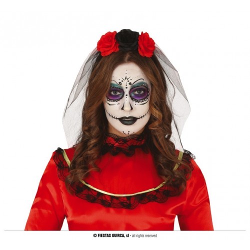 DIADEMA INFANTIL FLORES CON VELO