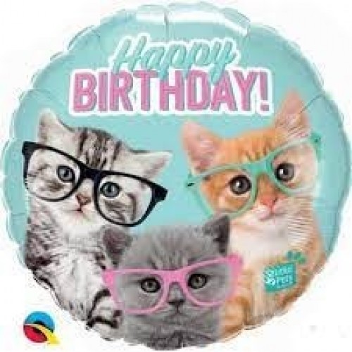 GLOBO 18" FOIL H BIRTHDAY GATOS GAFAS