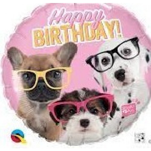 GLOBO 18" FOIL H BIRTHDAY PERROS GAFAS