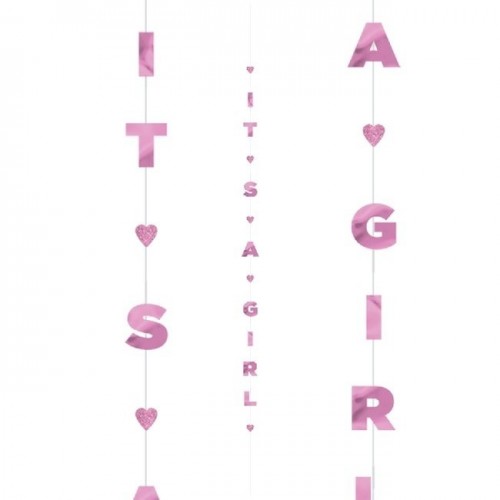 TIRA DECORACION GLOBO IT´S A GIRL 182CM