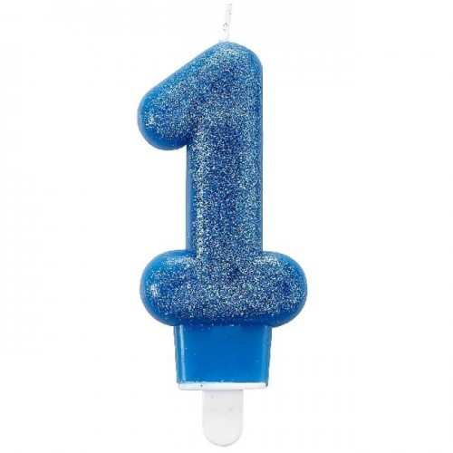 VELA N1 AZUL PURPURINA 8CM