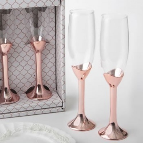   2 COPAS CHAMPA METAL ROSA ORO