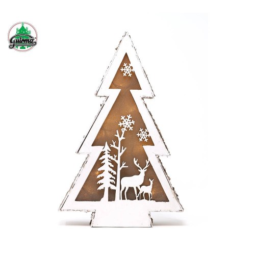 ARBOL MADERA LUCES LED 18CM
