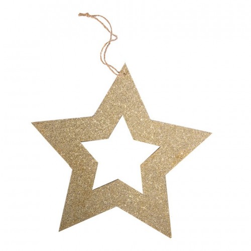 ESTRELLA MADERA GLITTER ORO 25CM