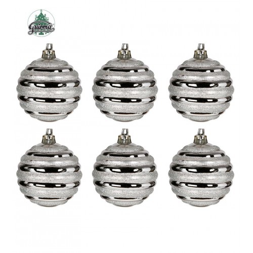 "BLISTER 6 BOLAS DECORADAS PLATA 60MM