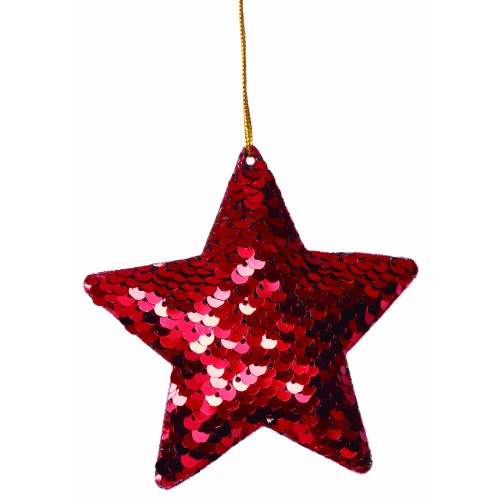 "BOLSA 2 ESTRELLAS LENTEJUELAS ROJA 8CM