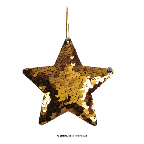 "BOLSA 2 ESTRELLAS LENTEJUELA ORO 8CM