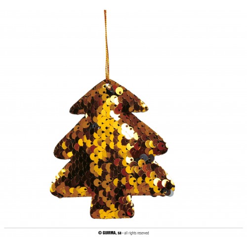 "BOLSA 2 ARBOLES LENTEJUELAS ORO 8CM