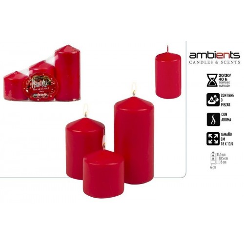   3 VELONES ROJOS AROMA 8/10,5/13,5CM