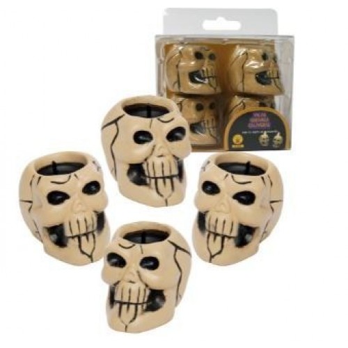 4 MINI VELAS CALAVERA CERAMICAS
