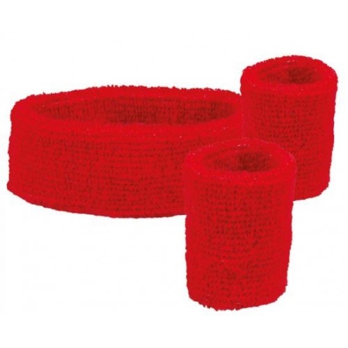   SET CINTA PELO 2 MUÑEQUERAS ROJO