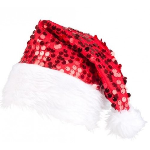 GORRO PAPA NOEL LENTEJUELAS ROJA