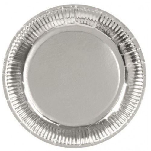   6 PLATOS CARTON PLATA 23CM