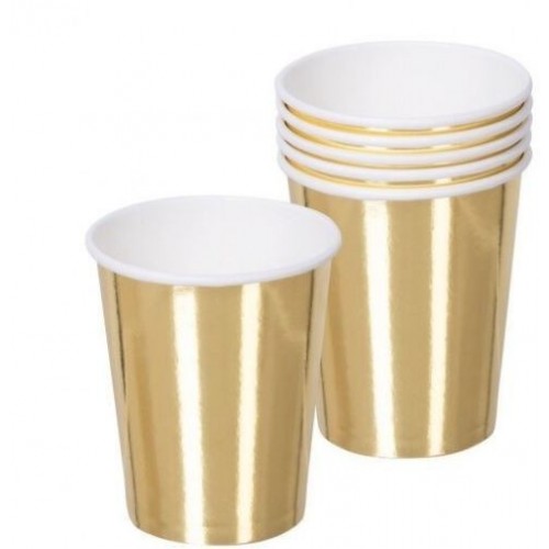   6 VASOS CARTON ORO 250ML