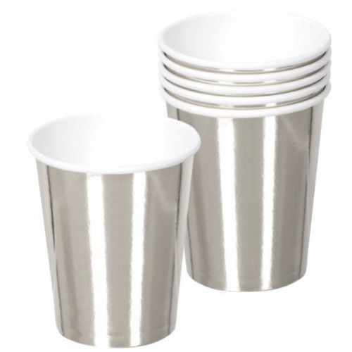   6 VASOS CARTON PLATA 250ML