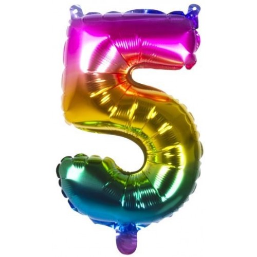   GLOBO 15" FOIL PALO N5 ARCOIRIS