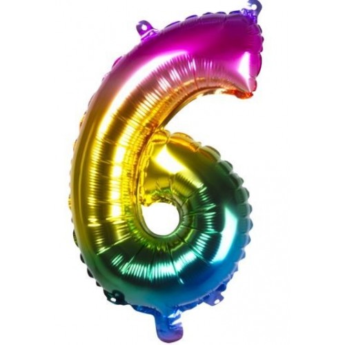   GLOBO 15" FOIL PALO N6 ARCOIRIS
