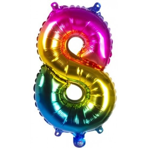   GLOBO 15" FOIL PALO N8 ARCOIRIS