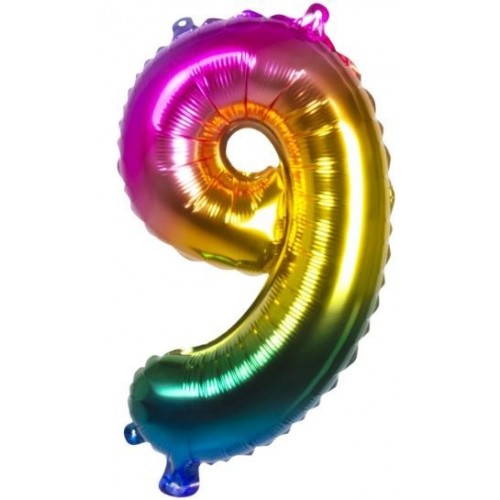   GLOBO 15" FOIL PALO N9 ARCOIRIS