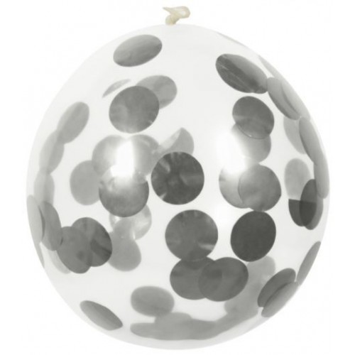 5 GLOBOS 12" LATEX CONFETI PLATA