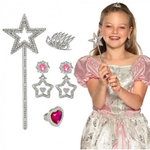  SET PRINCESA PLATA CON PIEDRA ROSA