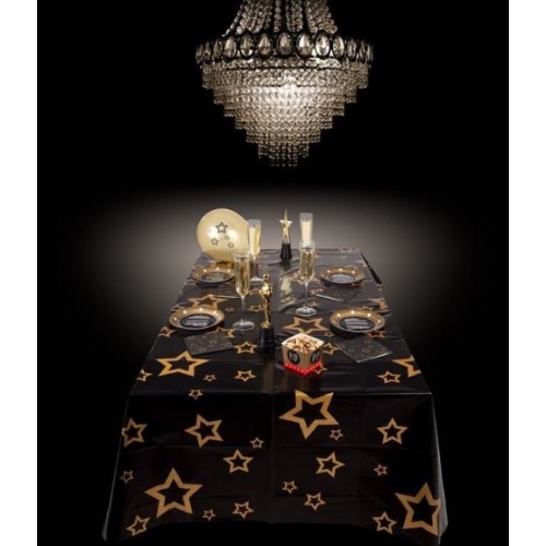 MANTEL NEGRO ESTRELLA ORO 130X180CM