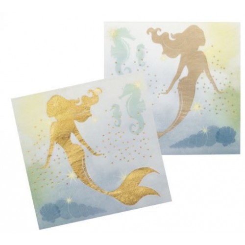  12 SERVILLETAS SIRENA 33X33CM