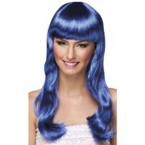   PELUCA LARGA CON FLECOS AZUL