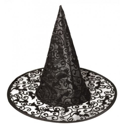 SOMBRERO BRUJA ENCAJE MUERCIELAGO