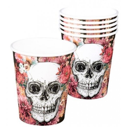   6 VASOS CARTON DIA DE LOS MUERTOS