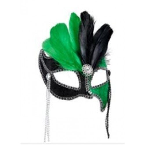 MASCARA GRAN BALLO NEGRA/VERDE CON GEMAS
