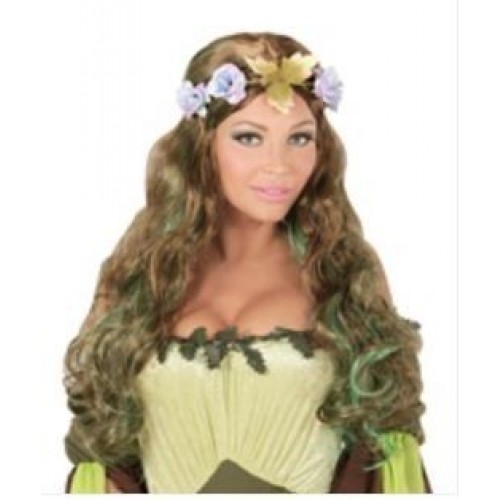 PELUCA HADA CON DIADEMA DE FLORES