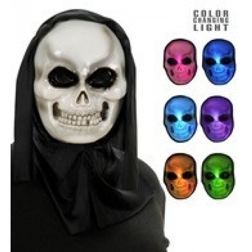 MASCARA CALAVERA CON CAPUCHA C/LUZ