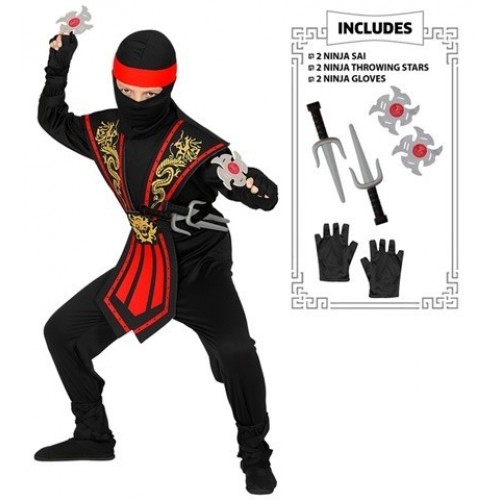 DISFRAZ 4A5AÑOS NINJA ROJO KOMBAT