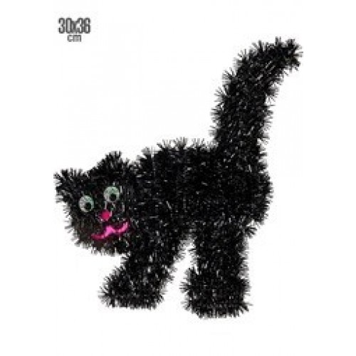 GATO NEGRO DE TINSEL 30X36CM