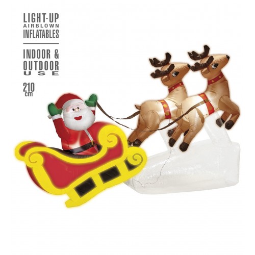 PAPA NOEL TRINEO 2 RENOS HINCHABLE 210CM