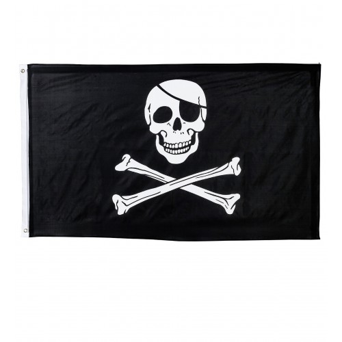 BANDERA PIRATA NEGRA CALAVERA 150X90CM