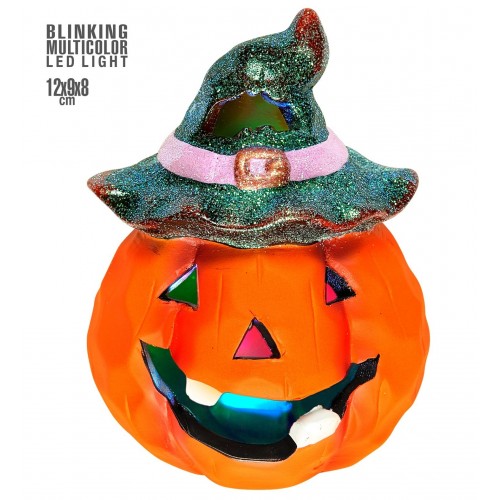 $D CALABAZA CERAMICA CON LUZ LED 12CM