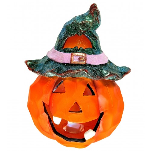 $D CALABAZA CERAMICA LUZ LED 19X14X12CM