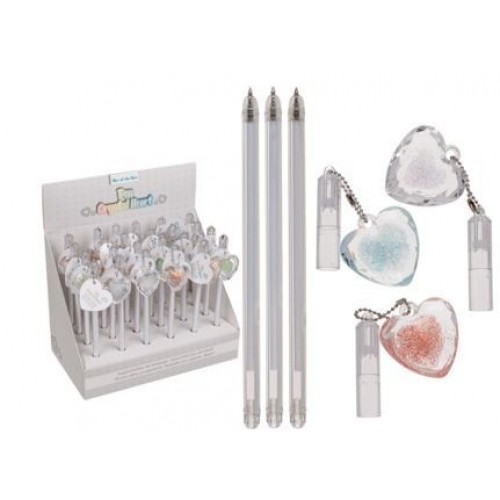 BOLIGRAFO COLGANTE CORAZÓN CRISTAL 17CM