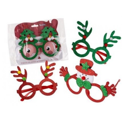GAFAS NAVIDEÑAS CON BRILLO 14X13CM