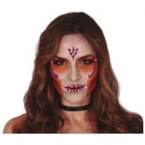 JOYAS FACIALES ADHESIVAS CALAVERA LILA