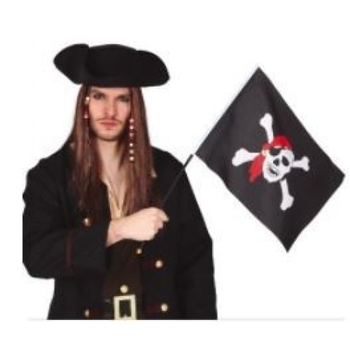 BANDERA PIRATA CON PALO 42X30CM