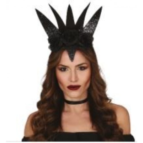 DIADEMA NEGRA REINA CON FLORES