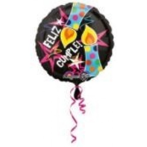 GLOBO 18" FOIL NEGRO F.CUMPLE VELAS